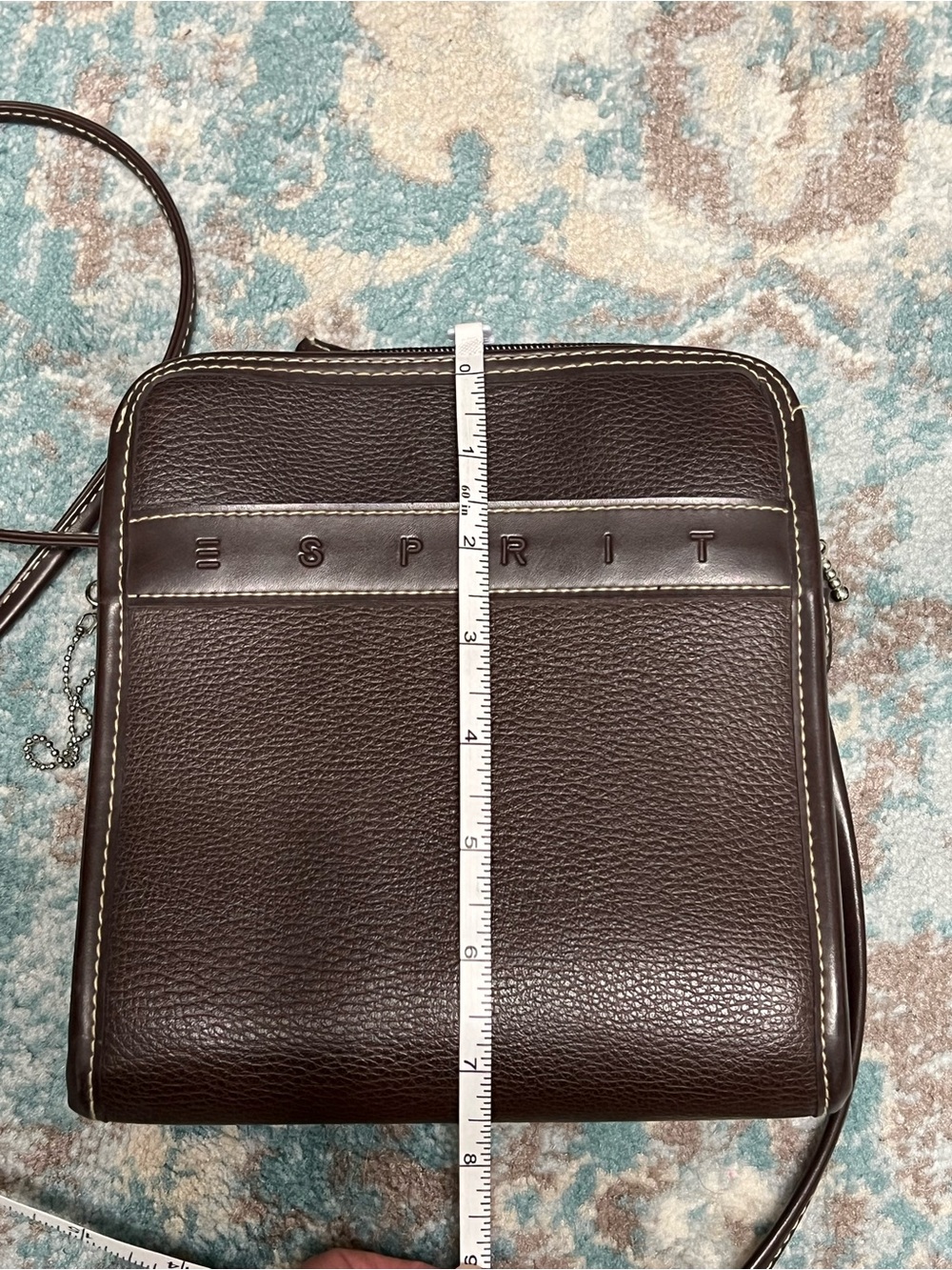 VINTAGE Esprit Dark Brown Leather Compact Messenger - Picture 6 of 6